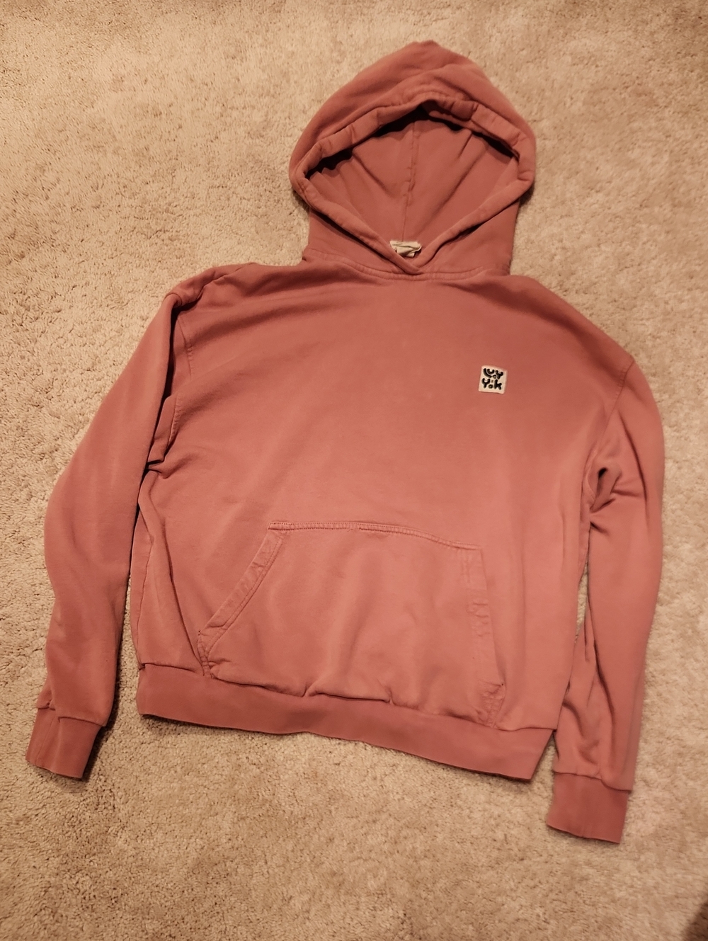 Lucy & Yak XS Dusty Rose Hooded Sweatshirt - Unisex Pullover Boyfriend Fit